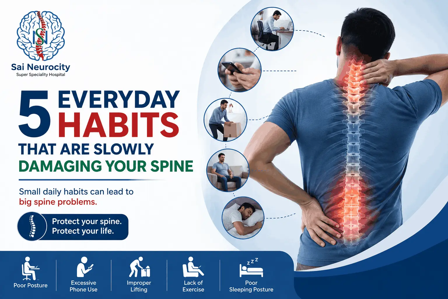 5 Everyday Habits That Are Slowly Damaging Your Spine — Sai Neurocity Hospital Health Blog